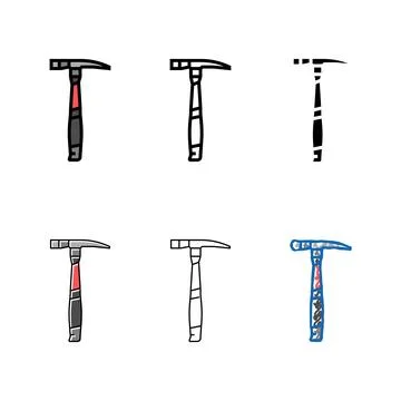 Brick hammer tool color icon styleset vector Stock Illustration