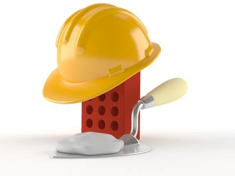 Brick with hardhat and trowel Stock Illustration