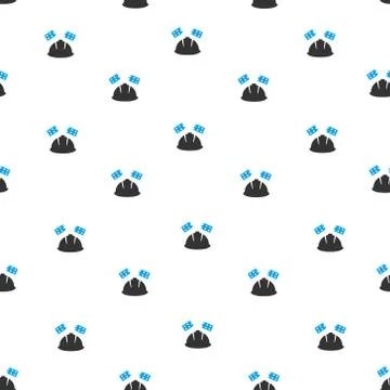 Brick Helmet Accident Flat Vector Seamless Pattern Illustrazione stock