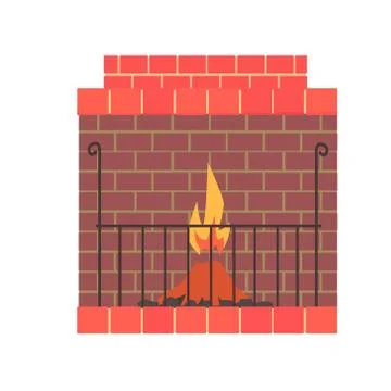 Brick home fireplace with fire vector Illustration Stockillustratie