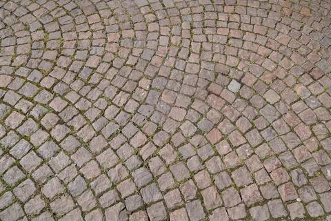 Brick home floor cobblestone red color retro ancient vintage texture backgrou Foto stock