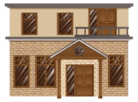 Brick house with balcony on second floor Ilustración de archivo