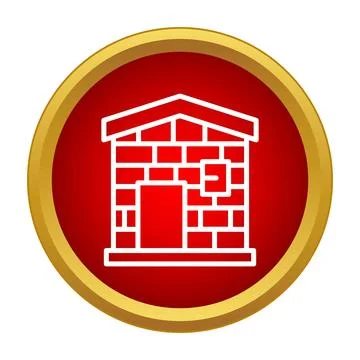 Brick house building construction concept button icon Ilustración de archivo