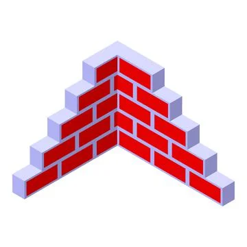 Brick house corner icon isometric vector. Concrete building Ilustración de archivo