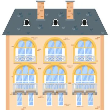 Brick house isolated on white background. Stock Illustration