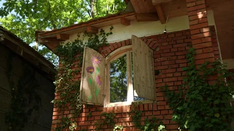 Brick House with Painted Window Stock Footage 328455407