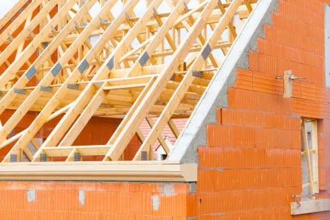 Brick house under construction Fotos de archivo