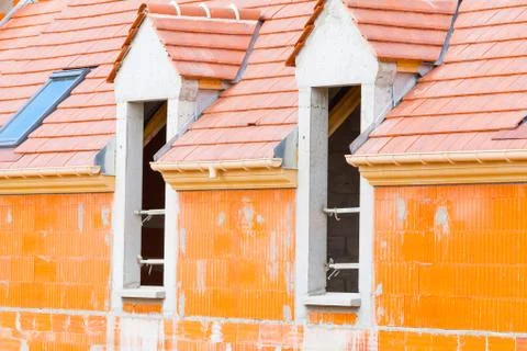 Brick house under construction Stock Photos