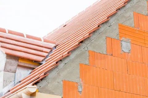 Brick house under construction Stock Photos