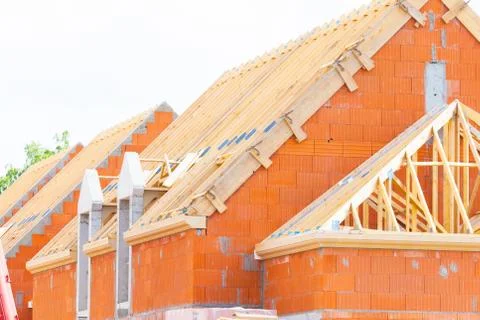 Brick house under construction Stock Photos