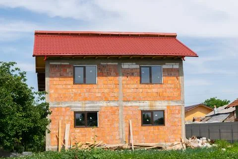 Brick house under construction Stock Photos