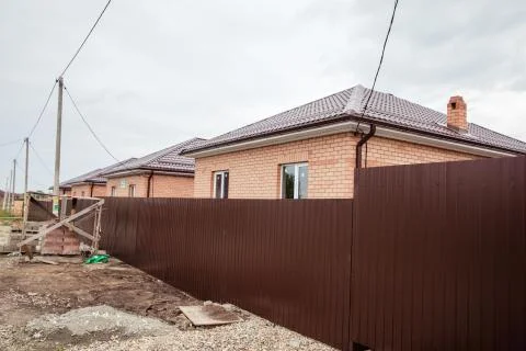 Brick house Wall Facade. construction of houses. cottage red brick house Stock Photos