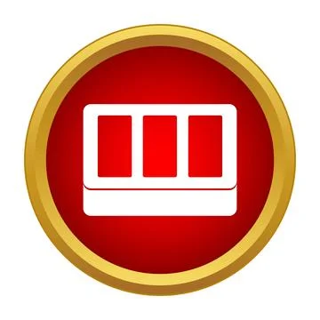 Brick icon on a red button with a golden frame Stockillustratie