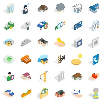 Brick icons set, isometric style Stock Illustration