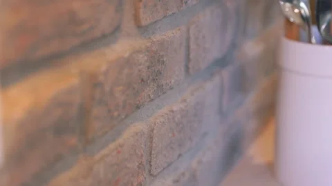 Brick Kitchen Backsplash Detail Tilt Up Stock Footage 244174267