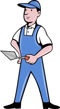 Brick layer mason plasterer worker standing Stock Illustration