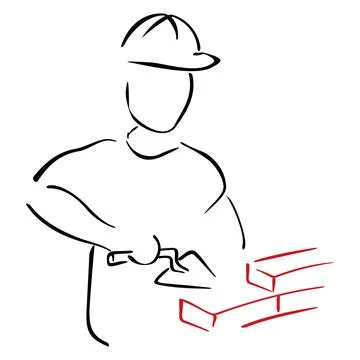 Brick layer worker Stock Illustration