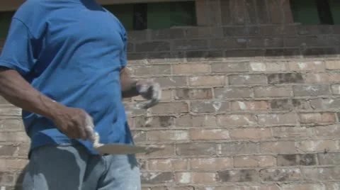 Brick layers construct new house in Texas Stock Footage 61015709