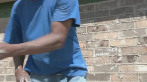 Brick layers construct new house in Texas Stock Footage 61015909