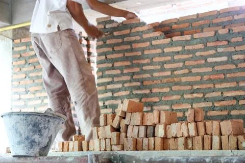Brick laying Stock-Fotos
