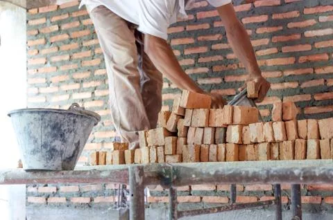 Brick laying Stock-Fotos