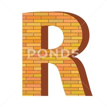 Brick letter R colorful illustration with brick letter R on a white ...