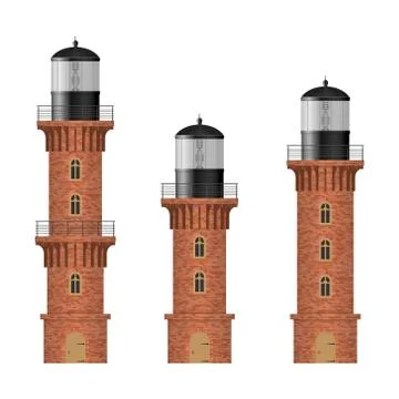 Brick lighthouse vector illustration isolated on white background Stock Illustration