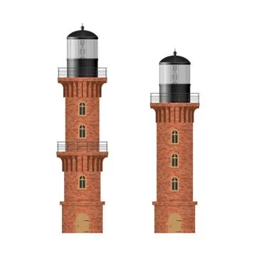 Brick lighthouse vector illustration isolated on white background Stock Illustration