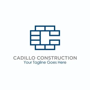 Brick logo. Design letter C. font C image. Lineart concept. Illustrazione stock