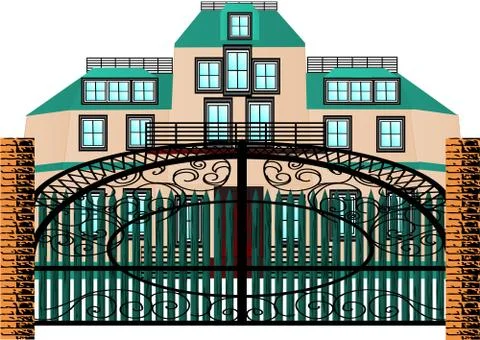 Brick mansion house Stock Illustration