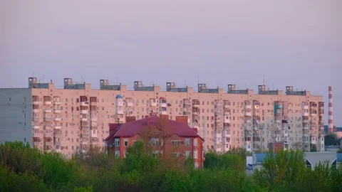 Brick multi-storey apartment building Stock Footage 131208121