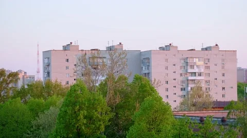 Brick multi-storey residential building in urban development Stock Footage 131208124