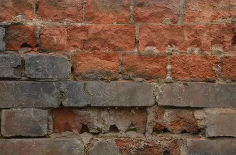 Brick Old Wall Destroyed Background 1 Foto stock