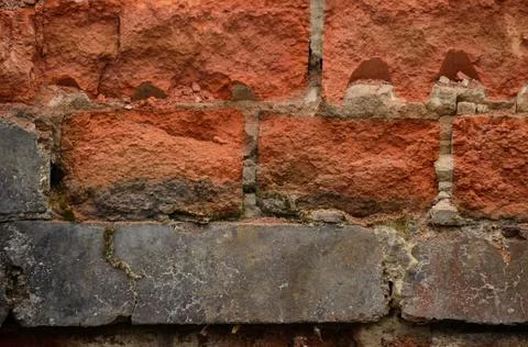 Brick Old Wall Destroyed Background 2 Foto stock
