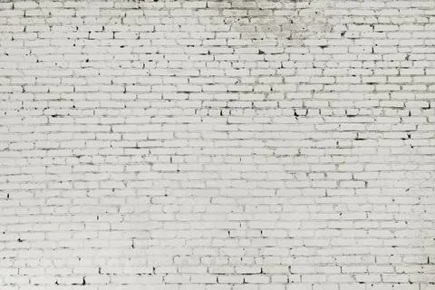 Brick old white wall texture background. Green plants framing old brick, wall Stock Photos