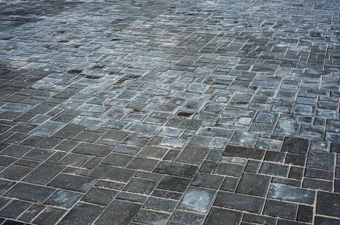 Brick path or sidewalk with perspective going into the distance with soft s.. Stock Photos