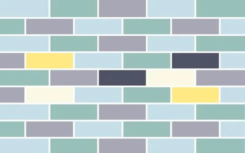 Brick pattern, green, gray and yellow bricks Stock Illustration