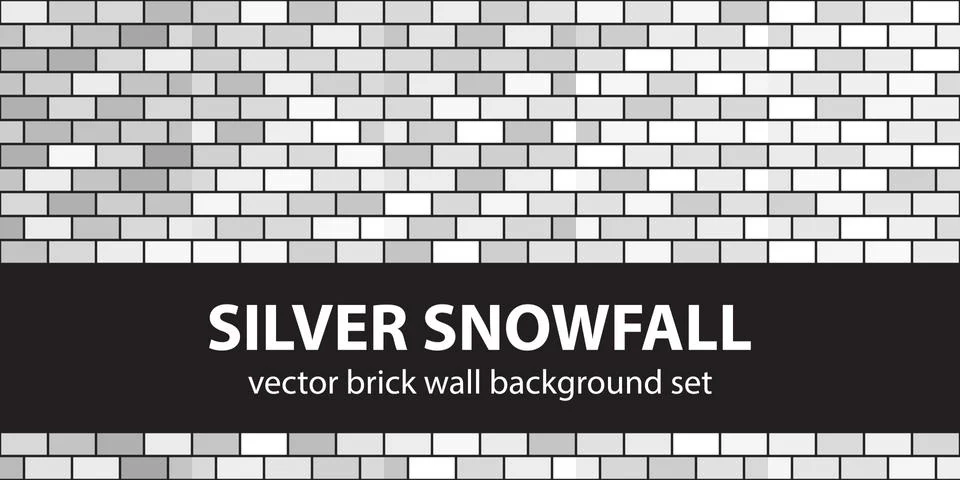 Brick pattern set Silver Snowfall. Vector seamless brick wall backgrounds Stock Illustration