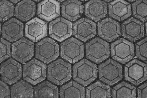 Brick pavement with hexagonal pattern on the road. 写真素材
