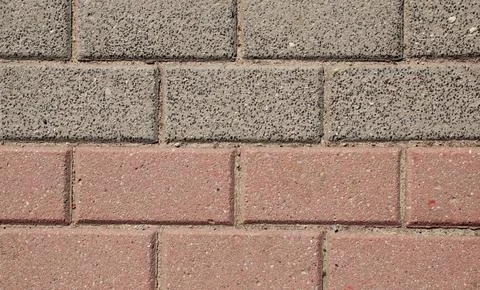 Brick Pavement Texture Background with Gray and Red Sidewalk Pattern Copy Space Photos
