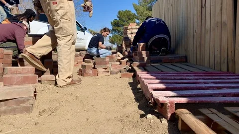 Brick placement Stock Footage 126784451