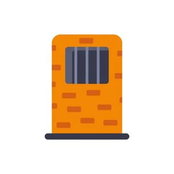Brick prison cell window with bars icon Stock Illustration
