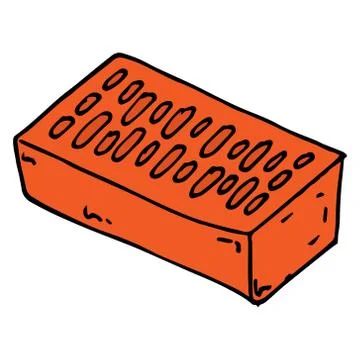 Brick. Red brick. Vector illustration of a red brick building. Hand drawn bui Ilustración de archivo