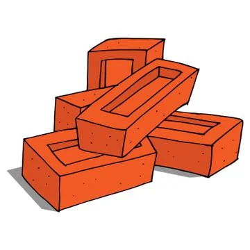 Brick. Red brick. Vector illustration of a red brick building. Hand drawn bui Stock Illustration