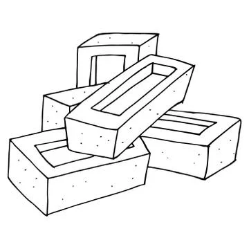 Brick. Red brick. Vector illustration of a red brick building. Hand drawn bui Ilustración de archivo