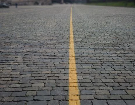 Brick road to blur Foto stock