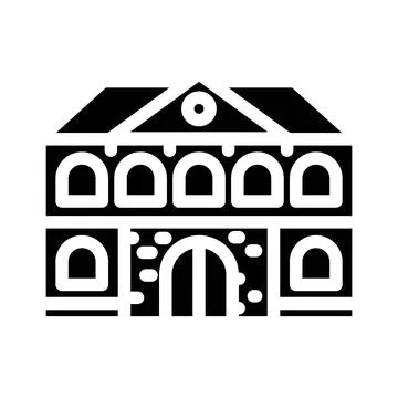 Brick school building glyph icon vector illustration Ilustración de archivo