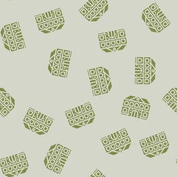 Brick school building glyph vector seamless pattern Stock Illustration