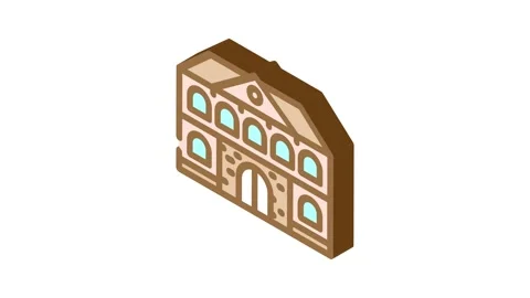 Brick school building isometric icon animation Stock Footage 327281293