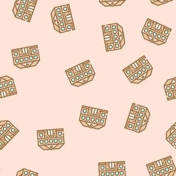 Brick school building vector seamless pattern Stock Illustration